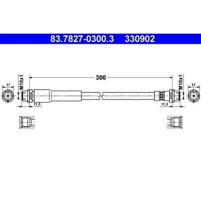 Billede af ATE 83.7827 0300.3 Bremseslange 300 FORD: FIESTA 5
