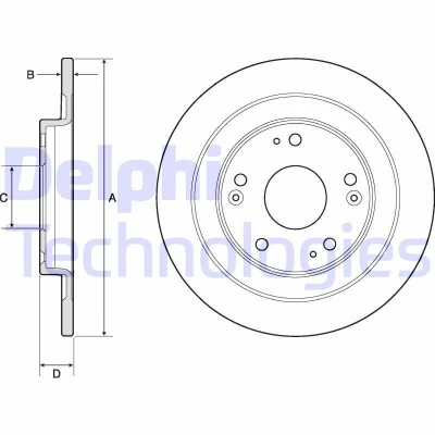 Billede af DELPHI BG4773C Bremseskiver 276 10 5 fuldstændigt coatet ubehandlet uden hjullejer, ABS sensorring HONDA: CIVIC 9, 9 Tourer