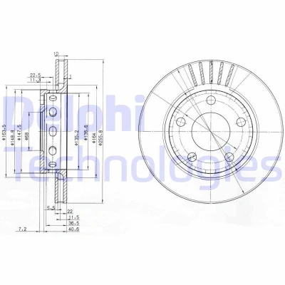 Billede af DELPHI BG3785 Bremseskiver 256 22 5 ventileret olieret ubehandlet uden hjullejer, ABS sensorring VOLKSWAGEN: Passat B5 GP Sedan