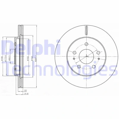 Billede af DELPHI BG4326 Bremseskiver 287 22 5 ventileret olieret ubehandlet uden hjullejer, ABS sensorring