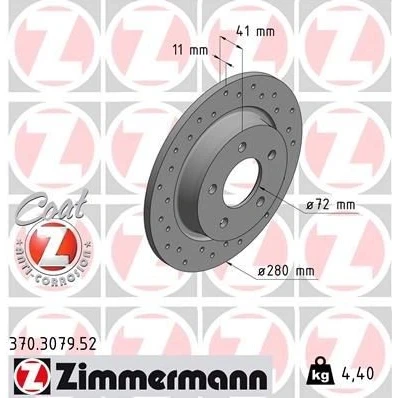 Billede af ZIMMERMANN 370.3079.52 Bremseskiver 280 11 5/5 5 114 fuldstændigt, hullet coatet MAZDA: 5, 3 Hatchback, Sedan