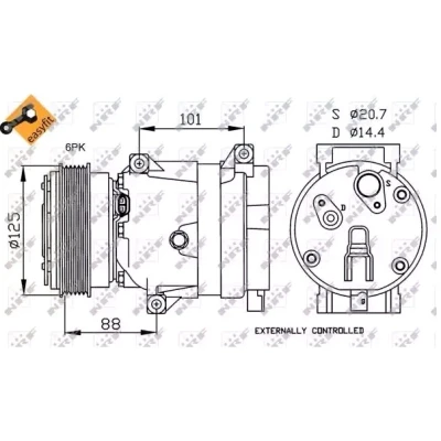 Billede af NRF 32231 Kompressor V5 12 PAG 150 med kompressorolie, tætningsring EASY FIT