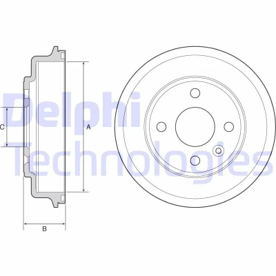 Billede af DELPHI BF554 Bremsetromler uden ABS sensorring, hjullejer, leje 244 CHEVROLET: Aveo Hatchback