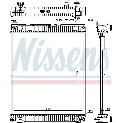 Billede af NISSENS 67227 Radiator Aluminium 705 610 40 uden ramme Loddet køleripper