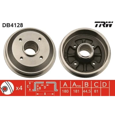 Billede af TRW DB4128 Bremsetromler PEUGEOT: 306 Hatchback