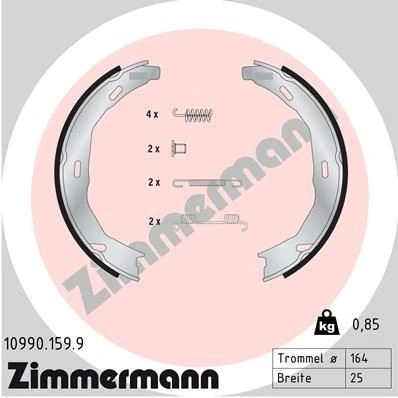 Billede af ZIMMERMANN 10990.159.9 Håndbremseklodser Billede svarer til leveringsomfang MERCEDES BENZ: C klasse Sedan, T modell, E Coupe