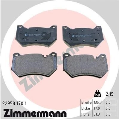 Billede af ZIMMERMANN 22958.170.1 Bremseklodser Forberedt til slidindikator Billede svarer leveringsomfang AUDI: Q5