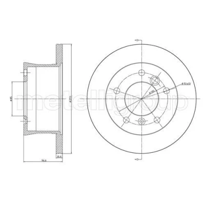 Billede af METELLI Bremseskive MERCEDES BENZ: Sprinter 3 T Ladvogn/Chassis, Van, Bus 272,0mm 16,0mm 5 85,0mm fuldstændigt 23 0492