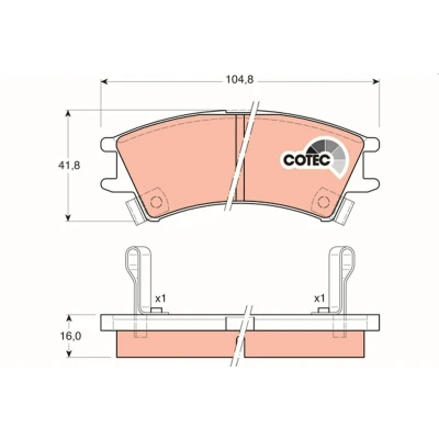 Billede af TRW COTEC GDB3165 Bremseklodser med akustisk advarsel for slid HYUNDAI: Atos