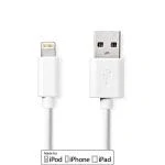 Billede af USB kabel 2.0 Apple Lightning 8 pin A han 480 Mbps 12 W Nikkelplateret 3.00 m Runde PVC Hvid Box