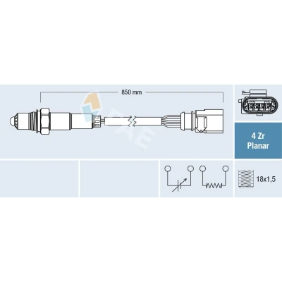 Billede af FAE 77403 Lambdasonde efter katalysator Diagnosesonde grå AUDI: A6 C6 Avant, A3 Sportback, Sedan, VOLKSWAGEN: Golf 5, Touran I, Jetta 3