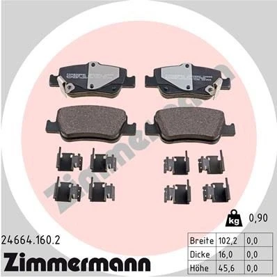 Billede af ZIMMERMANN 24664.160.2 Bremseklodser med akustisk advarsel for slid Billede svarer til leveringsomfang, fjeder TOYOTA: Auris Stationcar