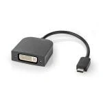 Billede af USB adapter 3.2 Gen 1 Type C Han DVI D 24 + Pin hun 0.20 m Runde Nikkelplateret PVC Sort Plastikpose