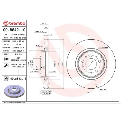 Billede af BREMBO COATED DISC LINE 09.8642.11 Bremseskiver 302 26 5 indvendigt ventileret coatet med skruer VOLVO: S70, V70 I, 850 Sedan
