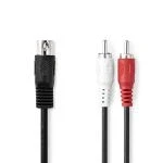Billede af DIN Audio kabel 5 Pin Han 2x RCA Hanstik Nikkelplateret 1.00 m Runde PVC Sort Label