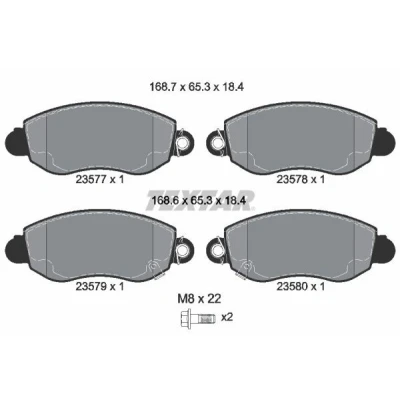 Billede af TEXTAR 2357701 Bremseklodser med akustisk advarsel for slid bremsecaliperskruer FORD: Transit Mk5 Bus, Van