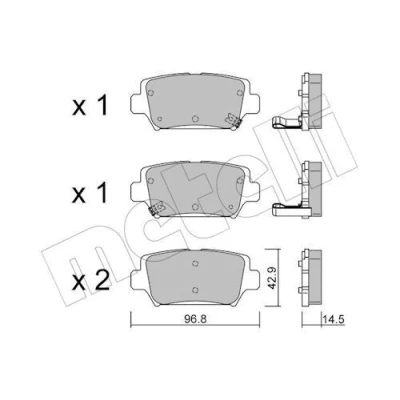 Billede af METELLI 22 1240 0 Bremseklodser med akustisk advarsel for slid MITSUBISHI: Eclipse Cross