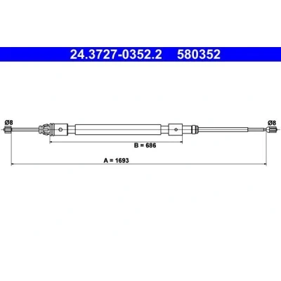 Billede af ATE 24.3727 0352.2 Håndbremsekabel 1693