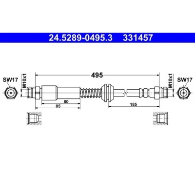 Billede af ATE 24.5289 0495.3 Bremseslange 495 VOLKSWAGEN: Caddy 3