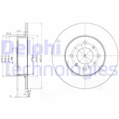 Billede af DELPHI BG3764 Bremseskiver 278 10 4 fuldstændigt olieret ubehandlet uden hjullejer, ABS sensorring NISSAN: Primera Hatchback