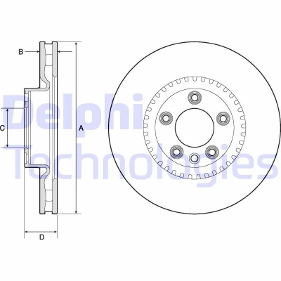 Billede af DELPHI BG9168C Bremseskiver 368 36 5 ventileret coatet ubehandlet uden hjullejer, ABS sensorring VOLKSWAGEN: Touareg I, PORSCHE: Cayenne