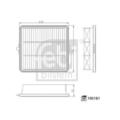 Billede af FEBI BILSTEIN 196181 Luftfilter 51mm 198mm 210mm Filterindsats
