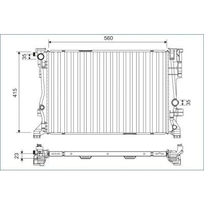 Billede af VALEO 701158 Radiator Aluminium 438 640 26 uden kølemiddelregulering Loddet køleripper MERCEDES BENZ: B klasse