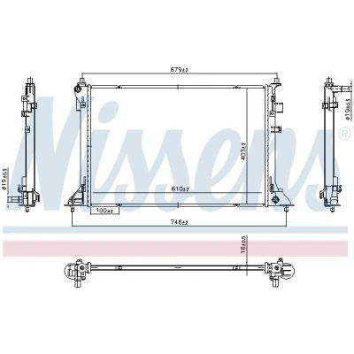 Billede af NISSENS 607220 Radiator Aluminium 610mm 403mm 16mm med pakninger uden kappe, ekspansionsbeholder Loddet køleripper