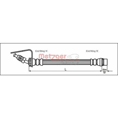Billede af METZGER 4114761 Bremseslange 527 M10 x 1