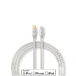 Billede af USB kabel 2.0 Apple Lightning 8 pin Type C Han 480 Mbps 18 W Guldplateret 2.00 m Runde Flettet / Nylon Aluminium Cover Window Box