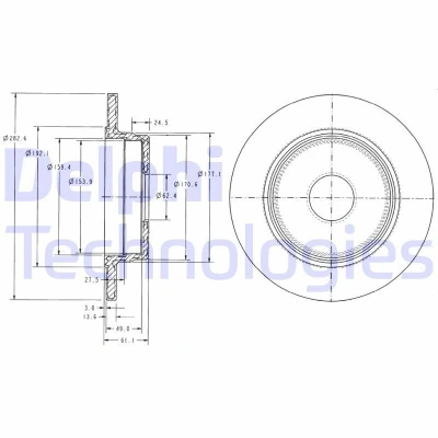 Billede af DELPHI BG2510 Bremseskiver 278 9 5 fuldstændigt olieret ubehandlet uden hjullejer, ABS sensorring MERCEDES BENZ: W124 Sedan, C klasse SLK