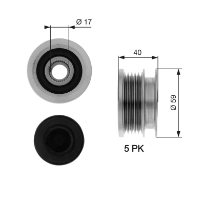 Billede af GATES OAP7074 Friløbskobling 40 BOOST DN CVT Belt OPEL: Zafira B, Corsa D Hatchback