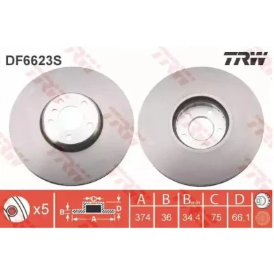 Billede af TRW DF6623S Bremseskiver 374 36 5 120 ventileret, todelt bremseskive højkarboniseret BMW: 7, GT
