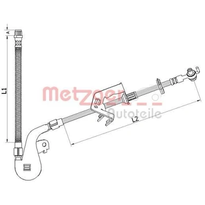 Billede af METZGER 4110928 Bremseslange højre foraksel 221/283 M10x1 PEUGEOT: 407 Sedan, SW, Coupe, CITROËN: C5 III Stationcar