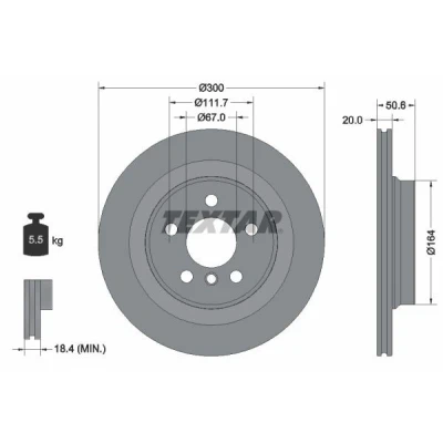 Billede af TEXTAR PRO 92274503 Bremseskiver 300 20 05/06 111,7 indvendigt ventileret coatet uden hjullejer, hjulbolte, hjulnav BMW: X1, 2 Gran Tourer
