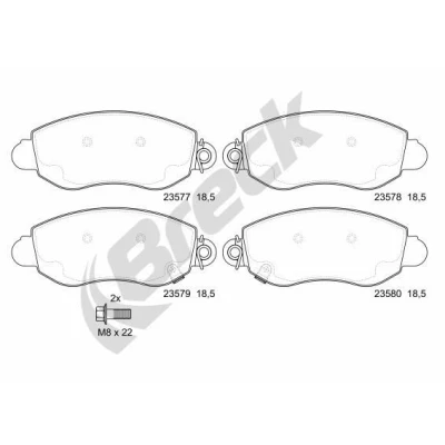 Billede af BRECK 23577 00 703 10 Bremseklodser med akustisk advarsel for slid tilbehør FORD: Transit Mk5 Bus, Van, Ladvogn/Chassis