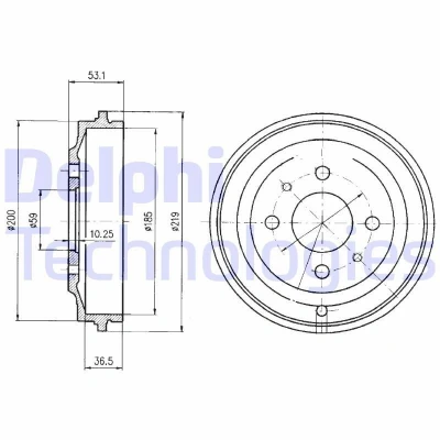 Billede af DELPHI BF389 Bremsetromler uden ABS sensorring, hjullejer 219 FIAT: Seicento / 600 Hatchback