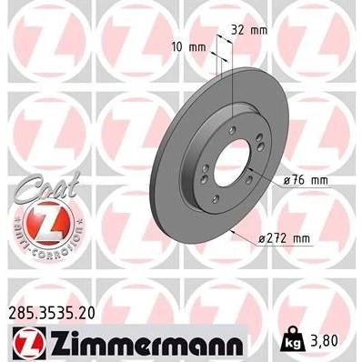 Billede af ZIMMERMANN COAT Z 285.3535.20 Bremseskiver 272 10 7/5 5 114 fuldstændigt coatet KIA: Ceed III Sportswagon, Proceed, Hatchback