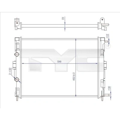 Billede af TYC 728 0059 R Radiator 590 452 23 manuelt gear Mekanisk fuget køleripper RENAULT: MEGANE 2 Kombi, Coupe Cabriolet, Stufenheck