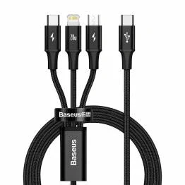 Billede af Baseus multi oplader kabel USB C til Lightning, og Micro