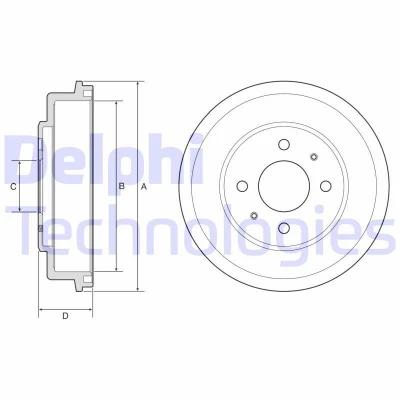 Billede af DELPHI BF582 Bremsetromler uden ABS sensorring, hjullejer 249