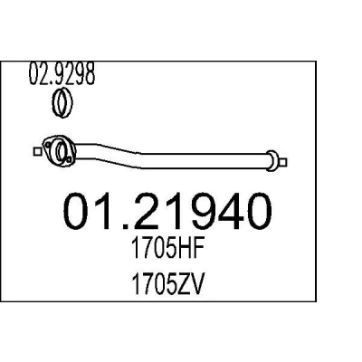 Billede af MTS 01.21940 Udstødningsrør 560 foran til mellemlydpotte PEUGEOT: 206 Hatchback, 206+ Hatchback