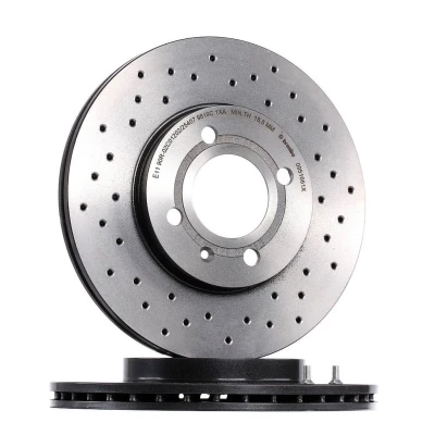 Billede af BREMBO XTRA LINE 09.5166.1X Bremseskiver 256 20 4 perforeret/indv. ventileret coatet med skruer VOLKSWAGEN: GOLF Cabrio, Lupo / 3L, 2