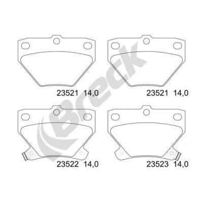 Billede af BRECK 23521 00 704 10 Bremseklodser med akustisk advarsel for slid tilbehør TOYOTA: Corolla IX Hatchback, Yaris I Hatchback