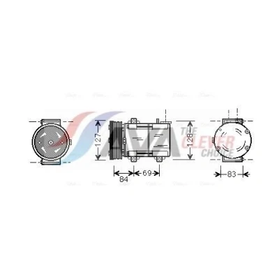Billede af AVA COOLING SYSTEMS FDAK167 Kompressor FS10 12V PAG 46 R134a med kompressorolie, magnetkobling, uden diode FORD: MONDEO 3 Kombi