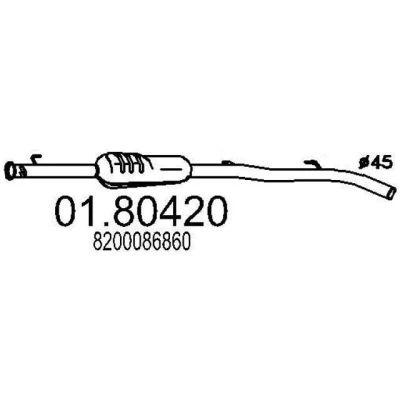 Billede af MTS 01.80420 Midterste Lyddæmper 1200mm RENAULT: CLIO 2