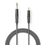Billede af Stereo Audio kabel 6.35 mm Hanstik 3.5 Nikkelplateret 1.50 m Runde Mørkegrå Kartonhylster