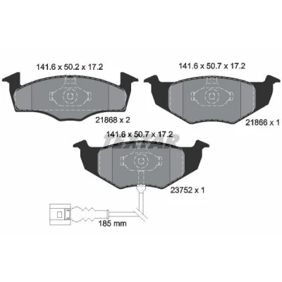 Billede af TEXTAR 2186801 Bremseklodser med indbygget slid advarselskontakt SKODA: Fabia 2, 1 Combi, I Hatchback, VOLKSWAGEN: Polo IV Hatchback