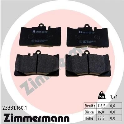 Billede af ZIMMERMANN 23331.160.1 Bremseklodser Forberedt til slidindikator Billede svarer leveringsomfang