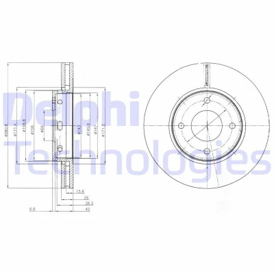 Billede af DELPHI BG4127 Bremseskiver 281 26 4 ventileret olieret ubehandlet uden hjullejer, ABS sensorring MITSUBISHI: COLT 6, SMART: Forfour I